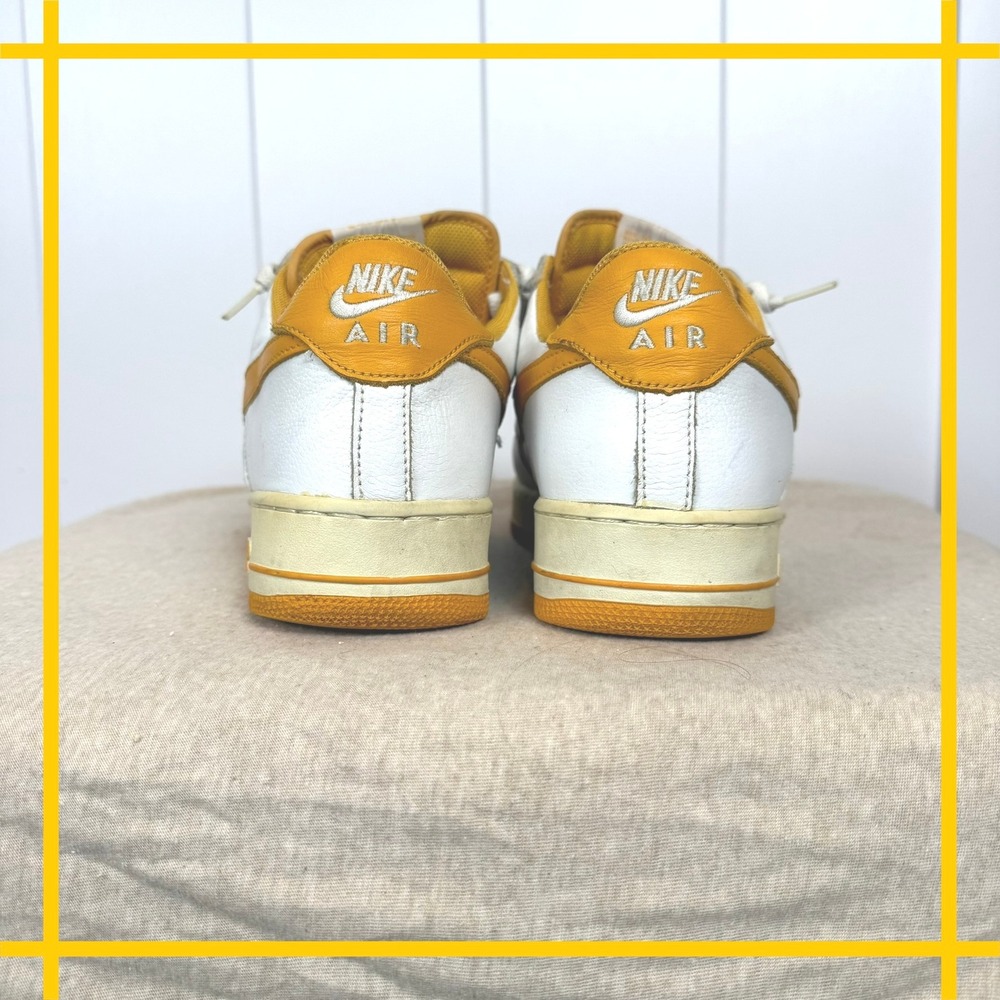 Vintage Y2K Nike Air Force 1 Low White Canyon Gold Mens 11.5 Sneakers 2002